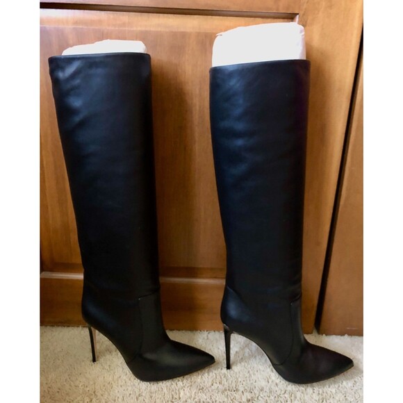 *NWOT* PARIS TEXAS -  Black Leather 110mm Knee-High Stiletto Boots - 41 - $1,050 - Picture 1 of 15